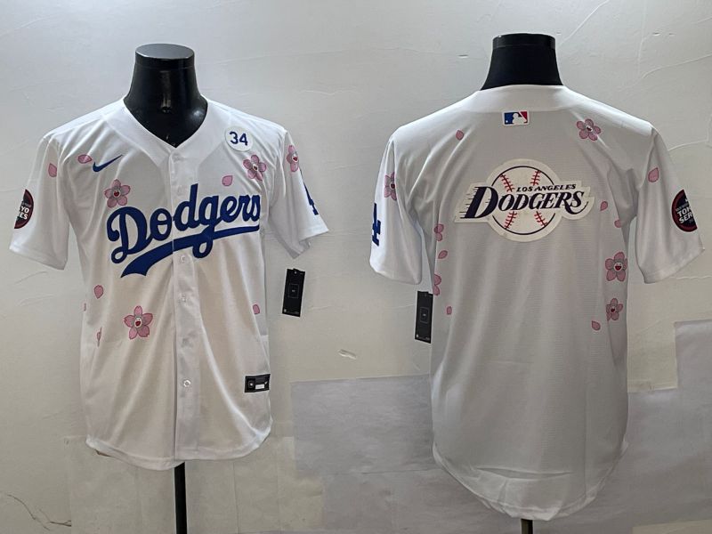 Men Los Angeles Dodgers Blank White Sakura Edition 2025 Nike MLB Jersey style 28